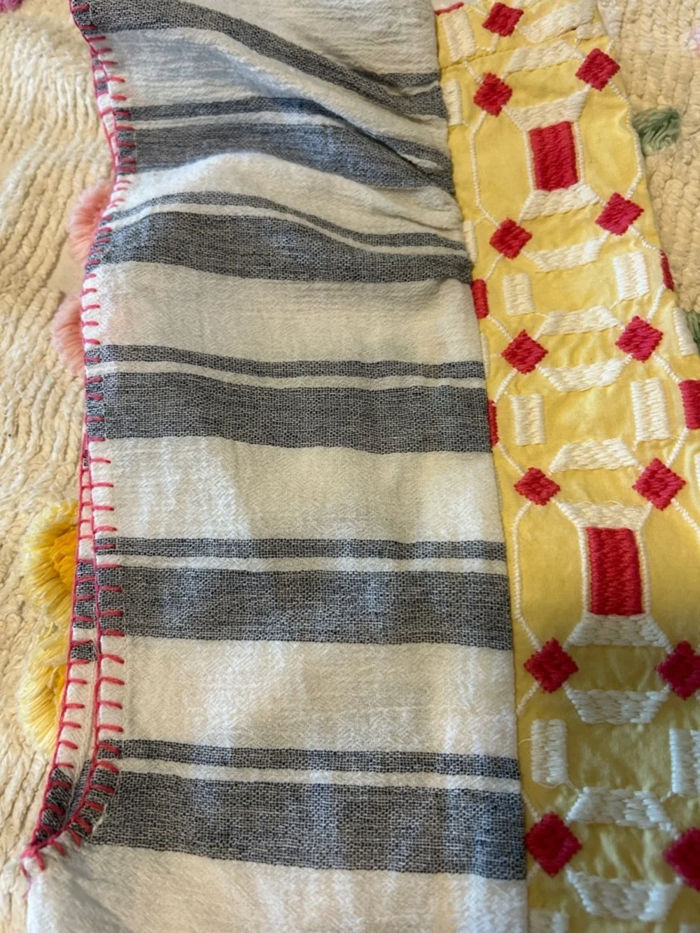 Free People Yellow and Cream Textured Peplum Top - Picture 3 of 8